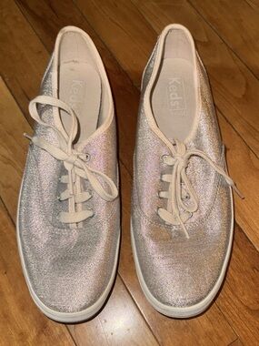 Keds Women's Holographic Lace-Up Sneakers in rose gold